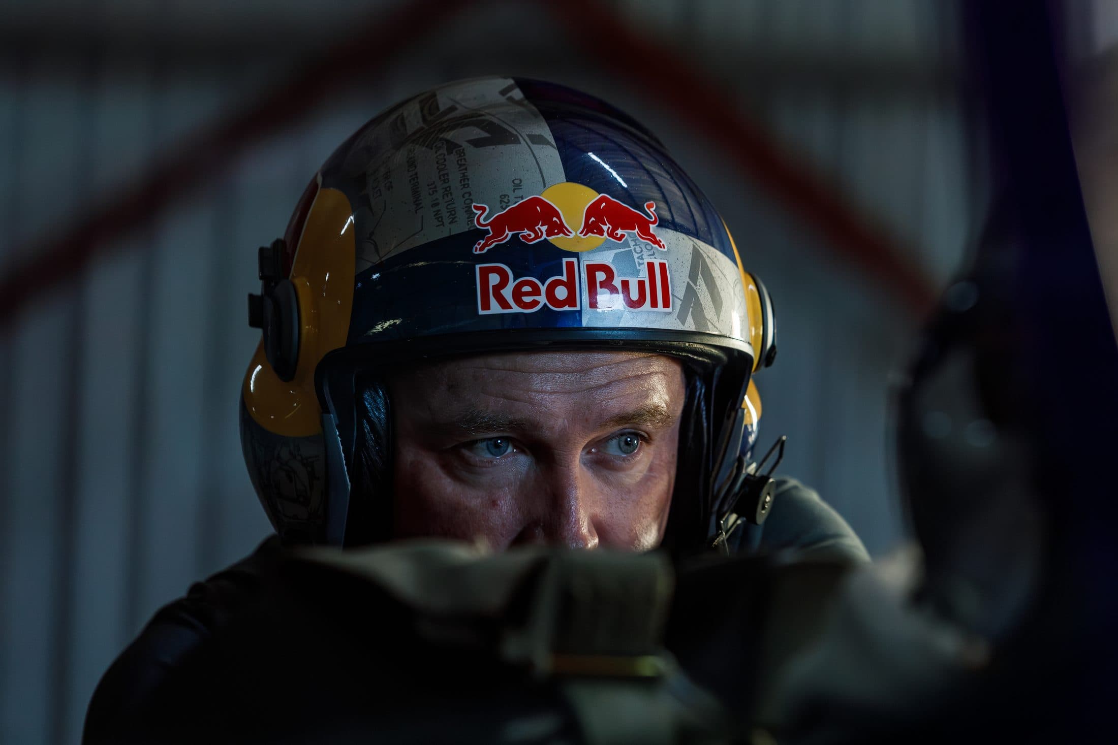 Patrick Davidson wearing his Red Bull glitter helmet