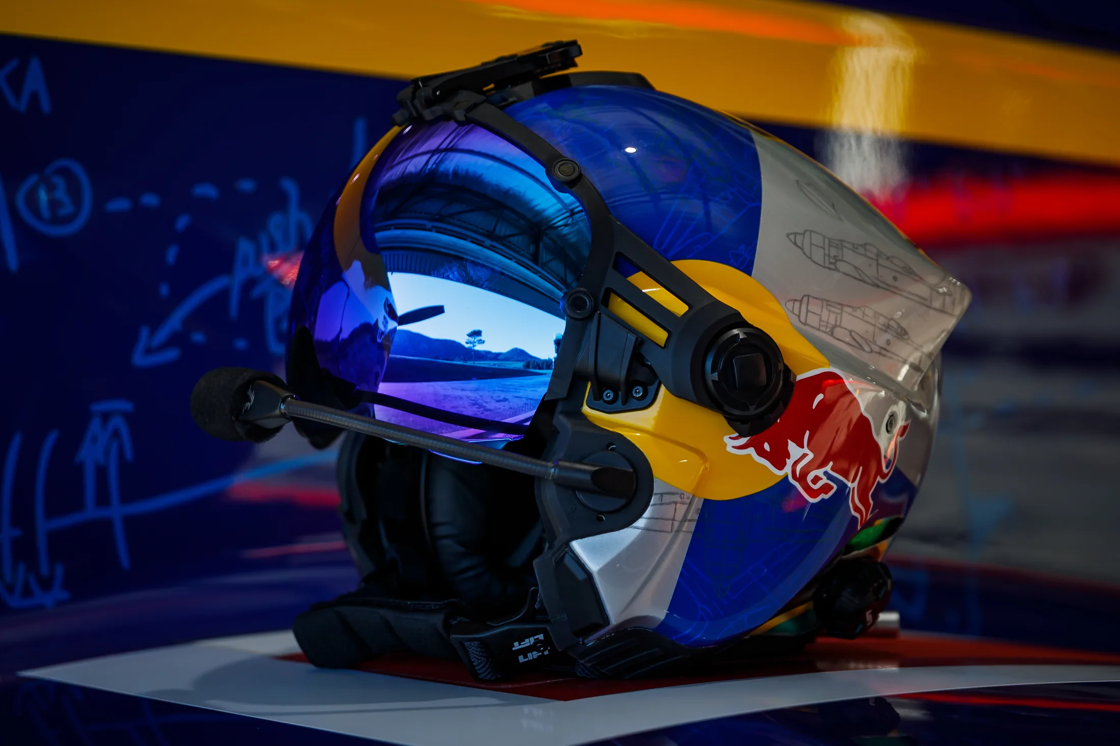 Patrick Davidson's custom Red Bull LIFT Aviation AV-2.1 helmet