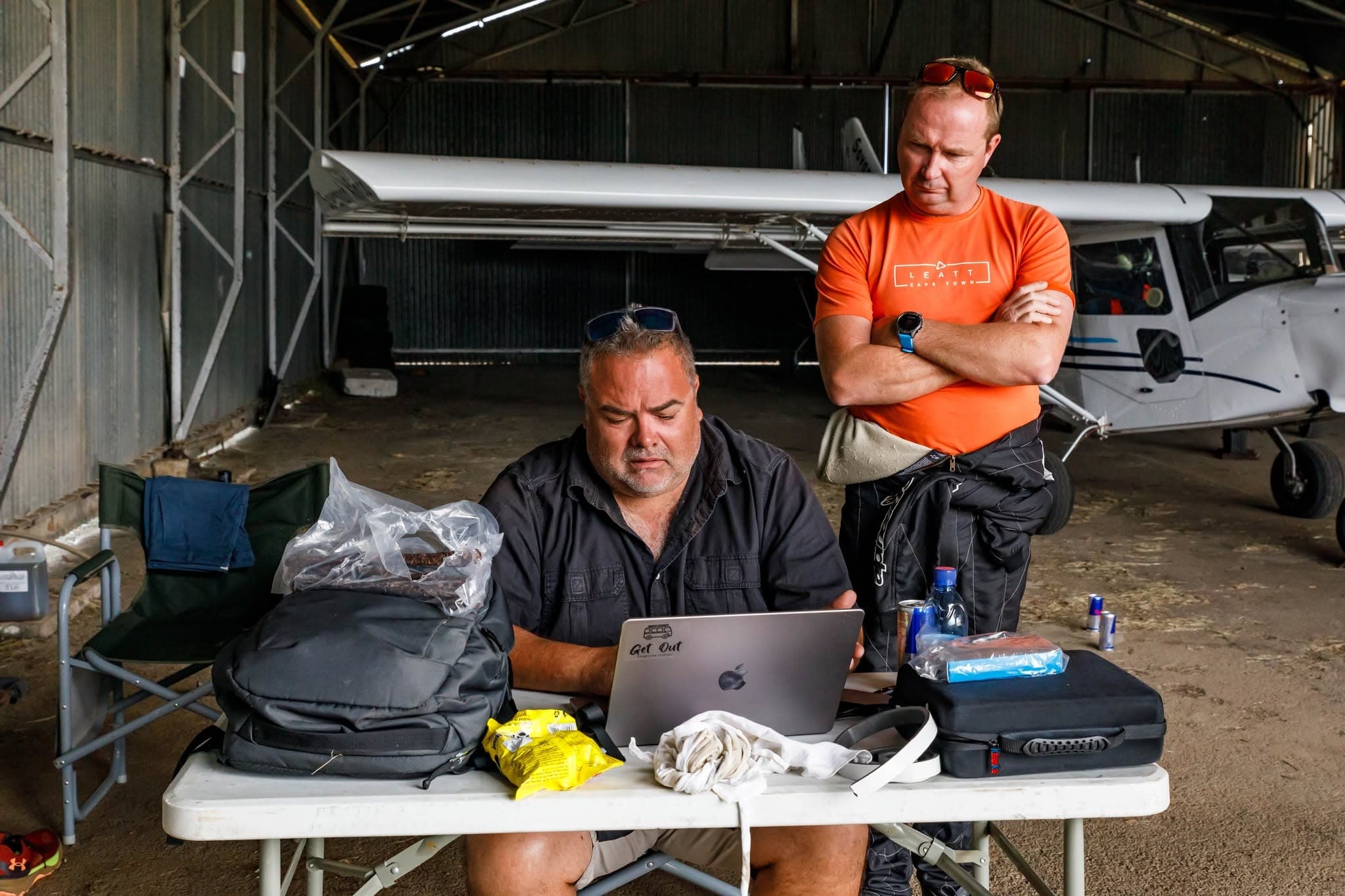 Greg Ritz and Patrick Davidson at the laptop